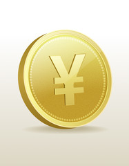 Obraz premium vector image of yen gold coin.