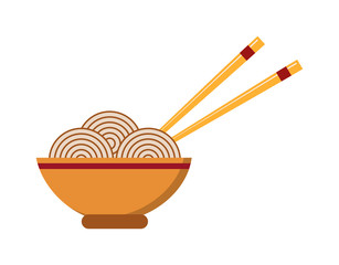 Chow Mein: fried noodles with chicken and vegetables chinese food vector. 