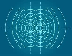 Scheme of physics, chemistry and sacred geometry. The science theme. 