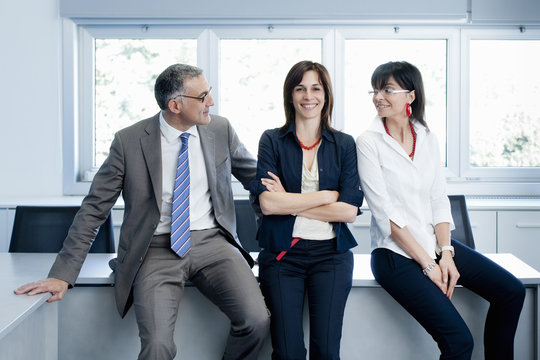 Businessman and women taking break