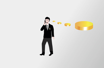 businessman communicating over cellphone.