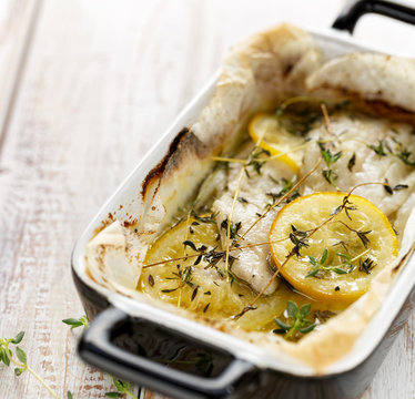 Fish Fillet Baked In Lemon Thyme Marinade