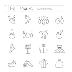 Bowling line icons set