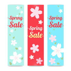 Set of spring banner background with cherry blossom in vertical