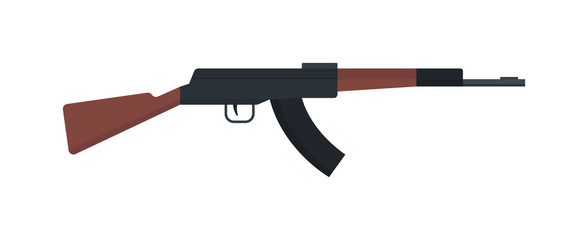 Submachine gun icon kalashnikov or AK-47 color silhouette vector illustration. 