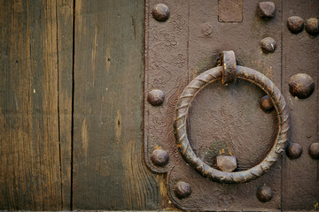 lock of old wooden gate