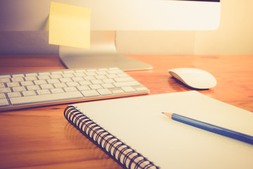 Notebook on the table vintage color