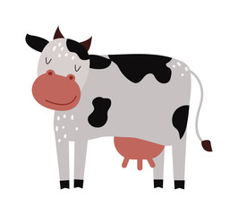 Funny cartoon cow farm mammal animal vector. 