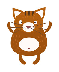 Cute furry cat sitting alone home animal vector. 