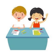 School kids education elementary school learning and people concept vector. 