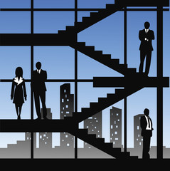 businesspeople standing on the stairs vector