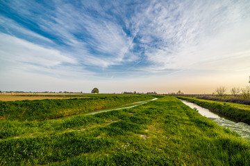 two parallel irrigation canals