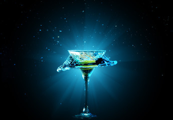 cocktail in glass with splashes