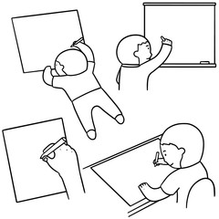 vector set of boy drawing