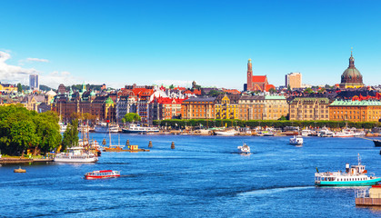 Naklejka na ściany i meble Summer panorama of Stockholm, Sweden