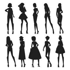 Fashion abstract vector girls looks black silhouette