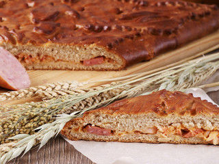 pie with sausages and cheese