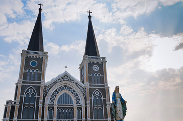 The Cathedral of The Immaculate Conception Chanthaburi, The Public Cathedral Is One of Tourist Attraction of Thailand.