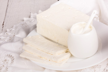 fresh sour cream and  quark