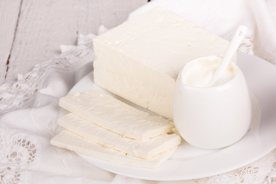 fresh sour cream and  quark