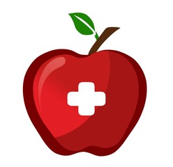 red apple with a pharmacy sign