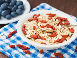 Oats and goji berries for breakfast