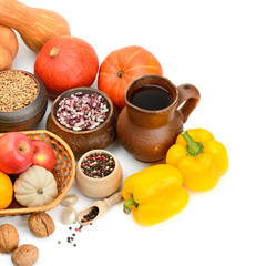 Collection of food isolated white