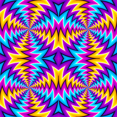 Colorful spin illusion. Seamless pattern.