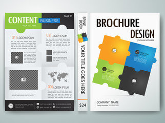 Vector magazine,modern flyers brochure,cove,annual report,puzzle design templates,layout with jigsaw pattern background in a4 size,To adapt for business poster,presentation,illustration