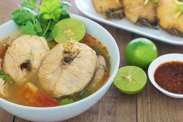 Tom Yum striped snakehead fish,Thai Food