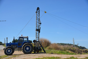 tractor con tirolina