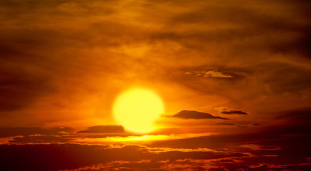 Fototapeta na wymiar Sun at orange sunset