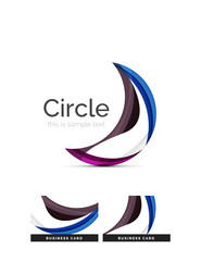 Circle logo. Transparent overlapping swirl shapes. Modern clean business icon