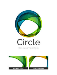Circle logo. Transparent overlapping swirl shapes. Modern clean business icon