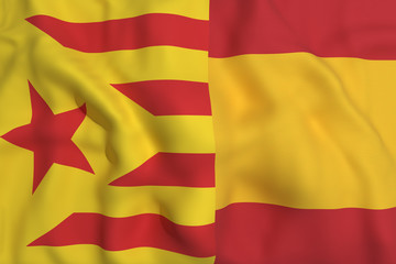 Naklejka premium catalonia and spain flag
