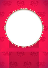 Vertical red background with frame and place for text. 