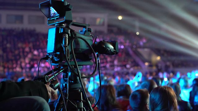 Professional tv Camera Shoots a Concert 4k
