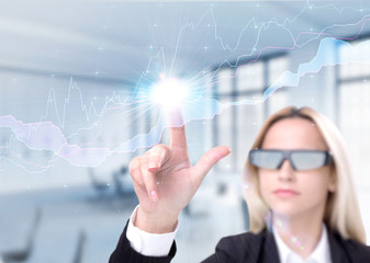 Businesswoman in 3D glasses