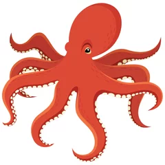 Fotobehang Vector illustration of a cartoon octopus. © Handies Peak