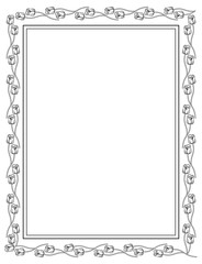 Elegant frame with outline tulips. Vector clip art.