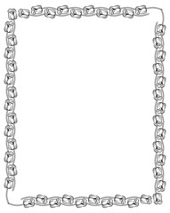 Elegant frame with outline tulips. Vector clip art.