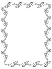 Elegant frame with outline tulips. Vector clip art.