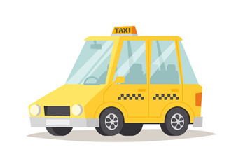 Taxi yellow car flat style vector illustration. 