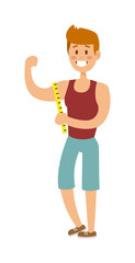 Obraz premium Healthy built strong sport man model fashionable active sportswear cartoon character vector. 