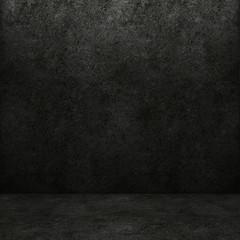 Concrete dark wall and floor. 3D rendering