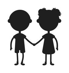 Obraz na płótnie Canvas Twins happy kids holding hands boy and girl vector illustration. 