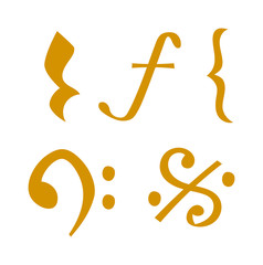 Vector gold icons set music note melody symbols vector illustration. 