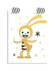 Greeting card Easter rabbit vector illustration