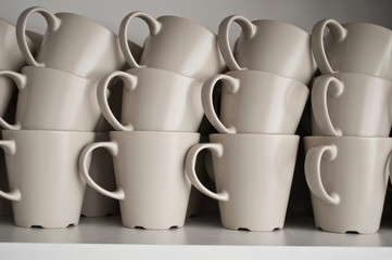 Set of cups in the kitchen