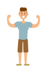 Healthy built strong sport man model fashionable active sportswear cartoon character vector. 